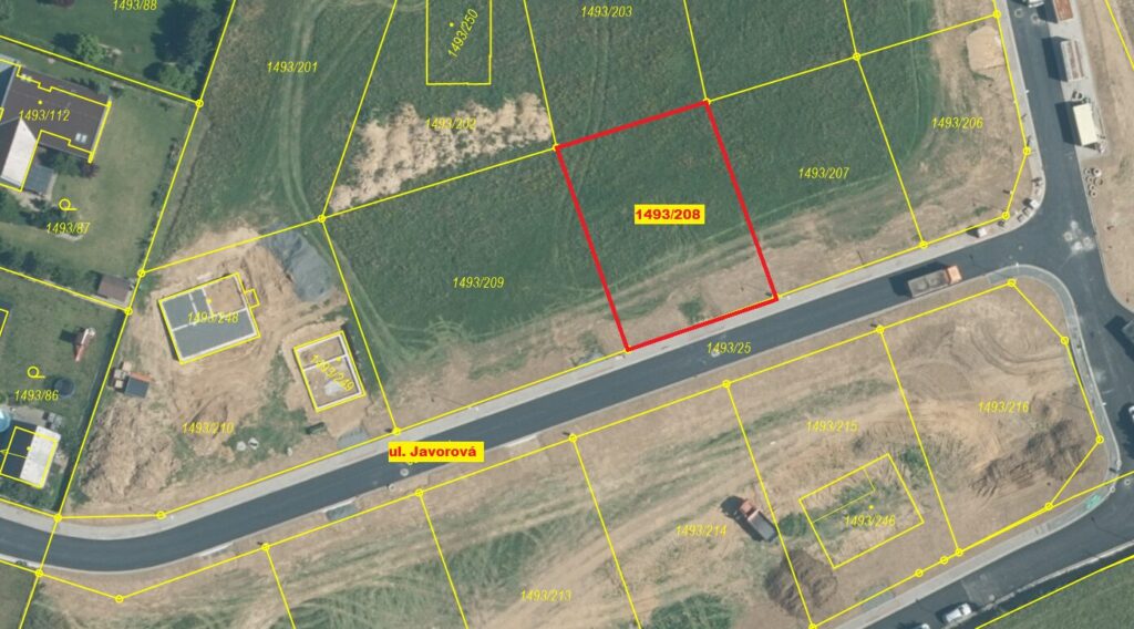 snímek - katastrální mapa - stavební parcela Za školou