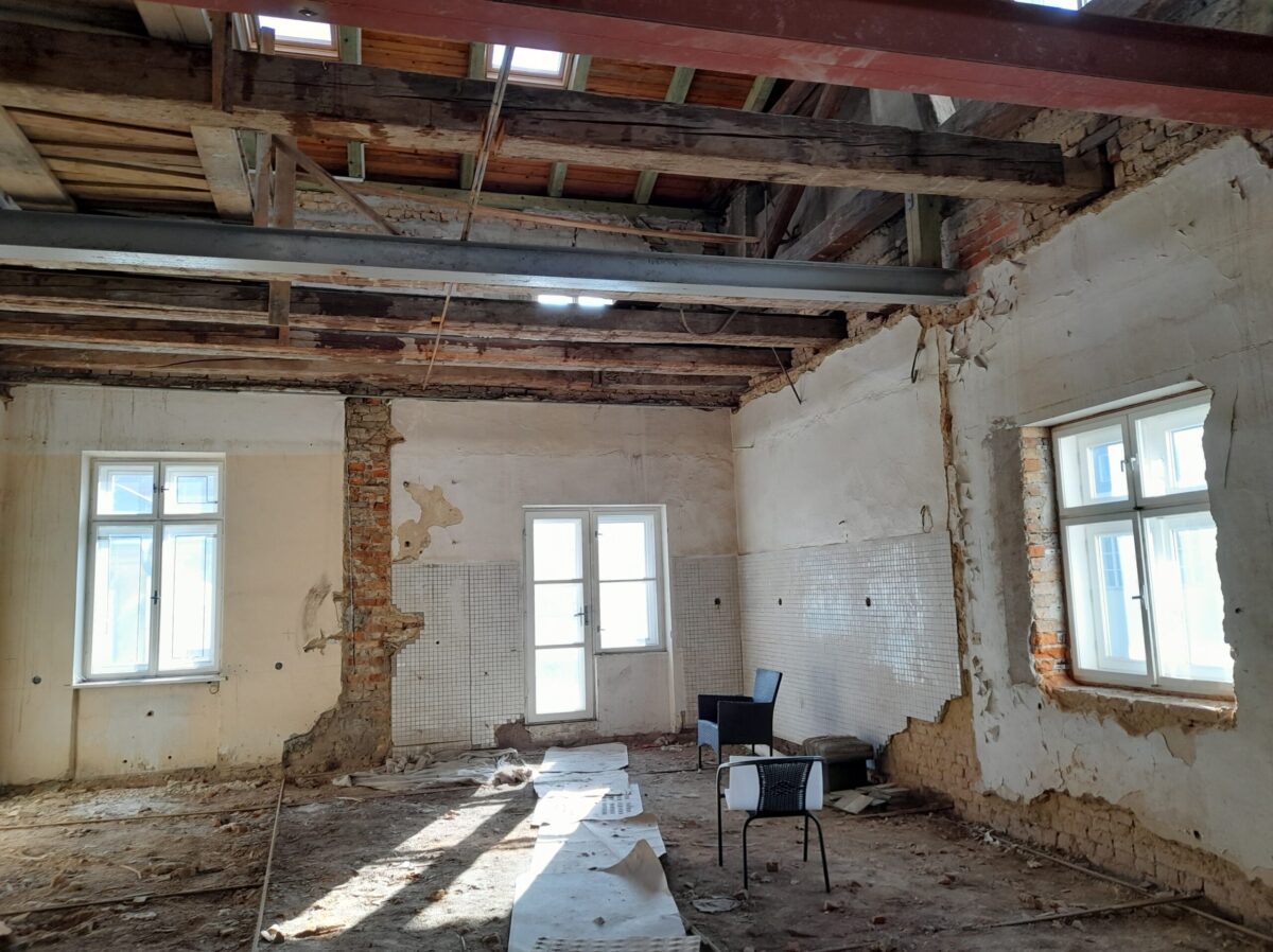 Prostory, v domě U Anděla, kde se budují nové byty