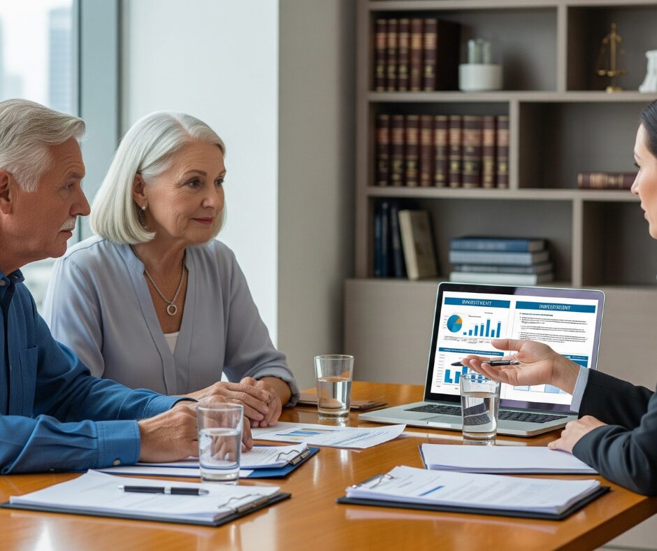 3 lidé diskutují u stolu