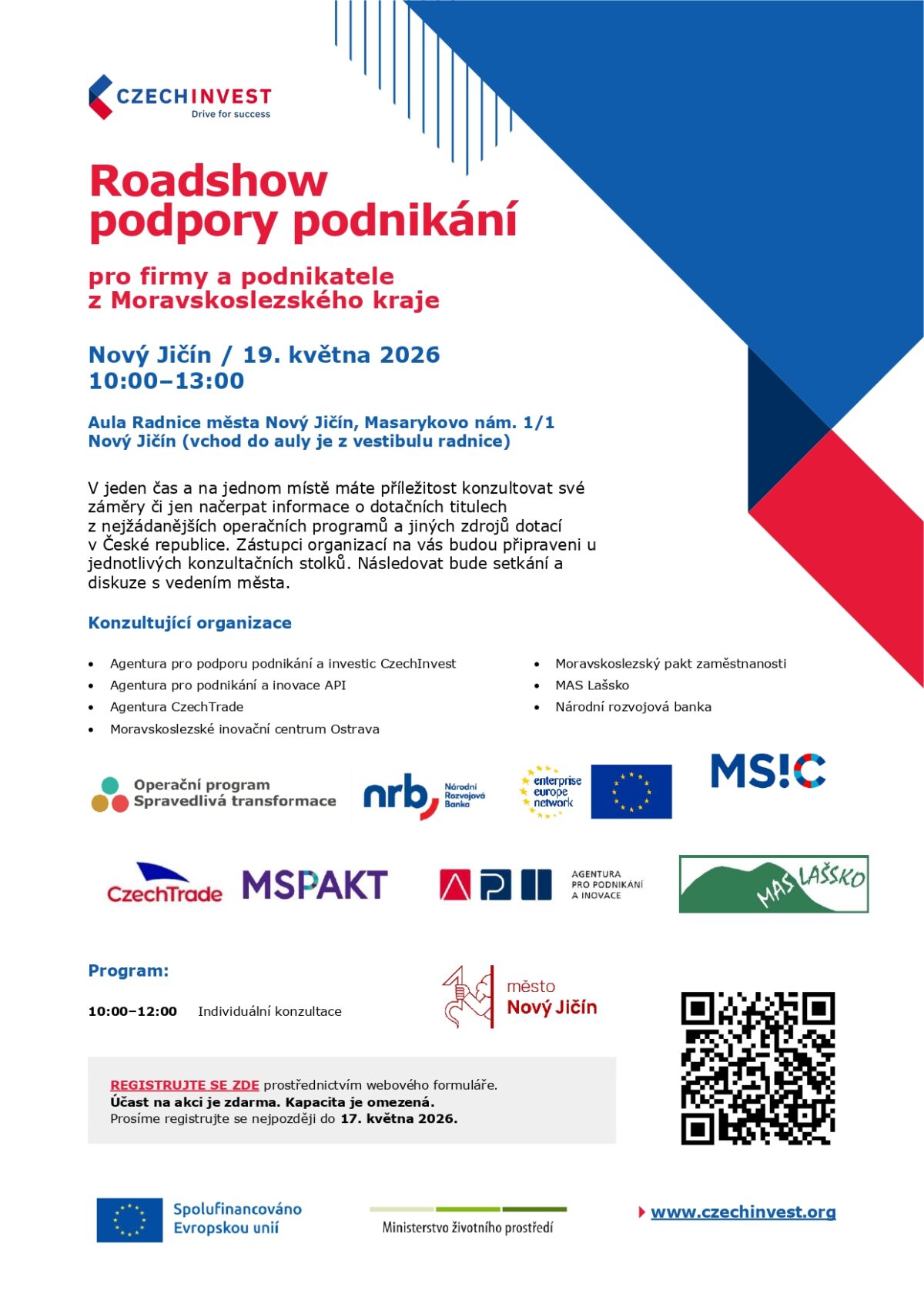 leták Roadshow podpory podnikání Nový Jičín