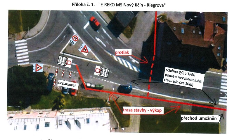 mapa křižovatky ulic Nábřezní a Riegrova