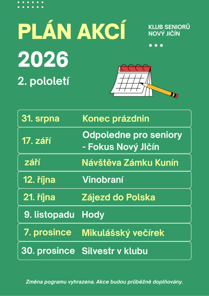 Plán akcí pro seniory na 2. pololetí
